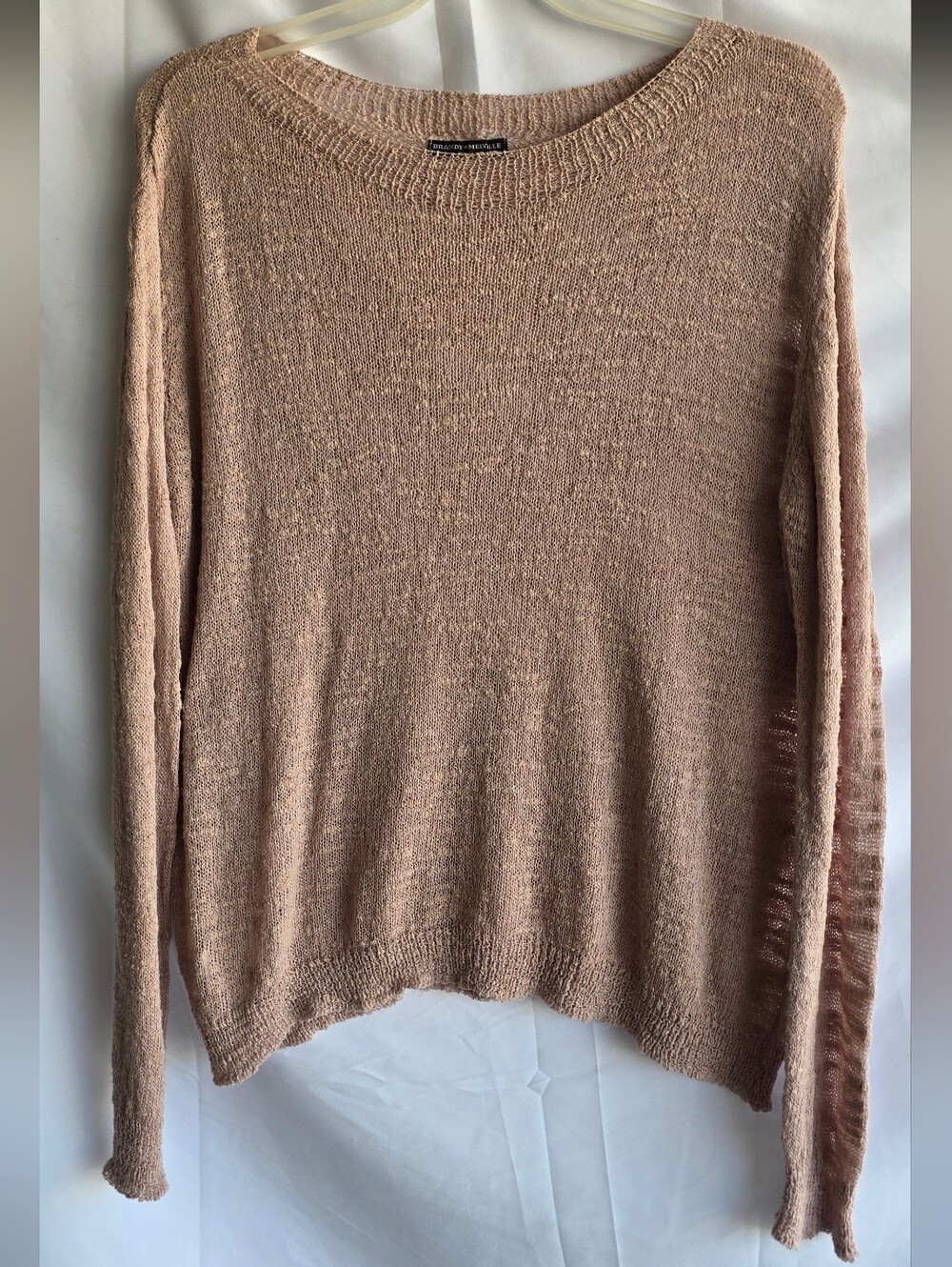 Brandy Melville Loose Open- Knit Dusty Rose Cotton Sweater, Women's One-Size